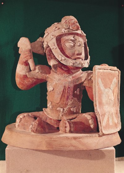 Urn lid with a figure of a warrior, from Guatemala, Classic Period by Mayan